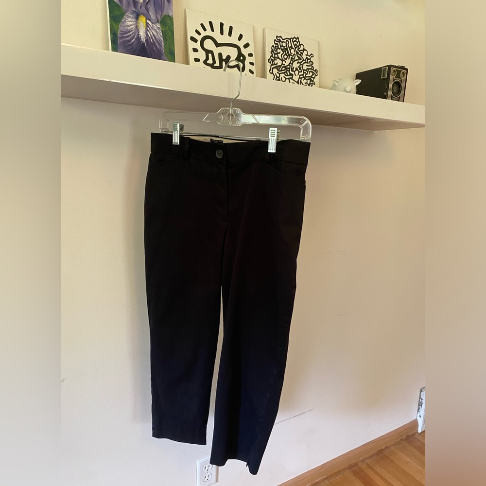Black, elegant, ankle-length pants.